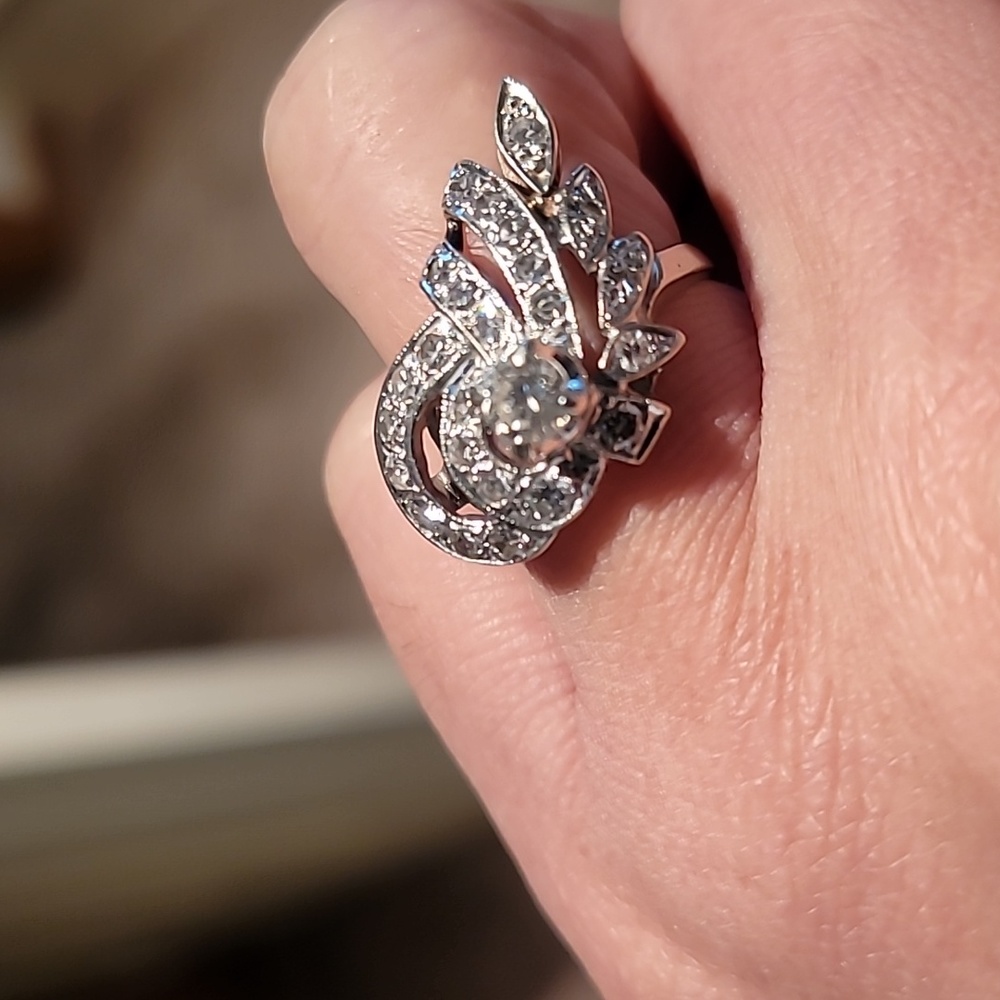 14k art deco vintage diamond ring - Picture 6 of 6